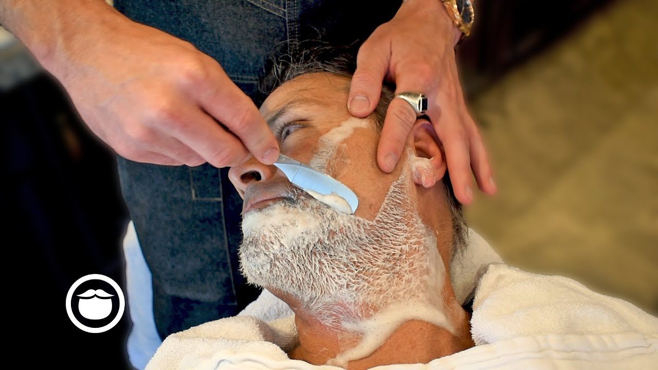 Hot towel shave finished with a straight razor at a Broadmead barbershop